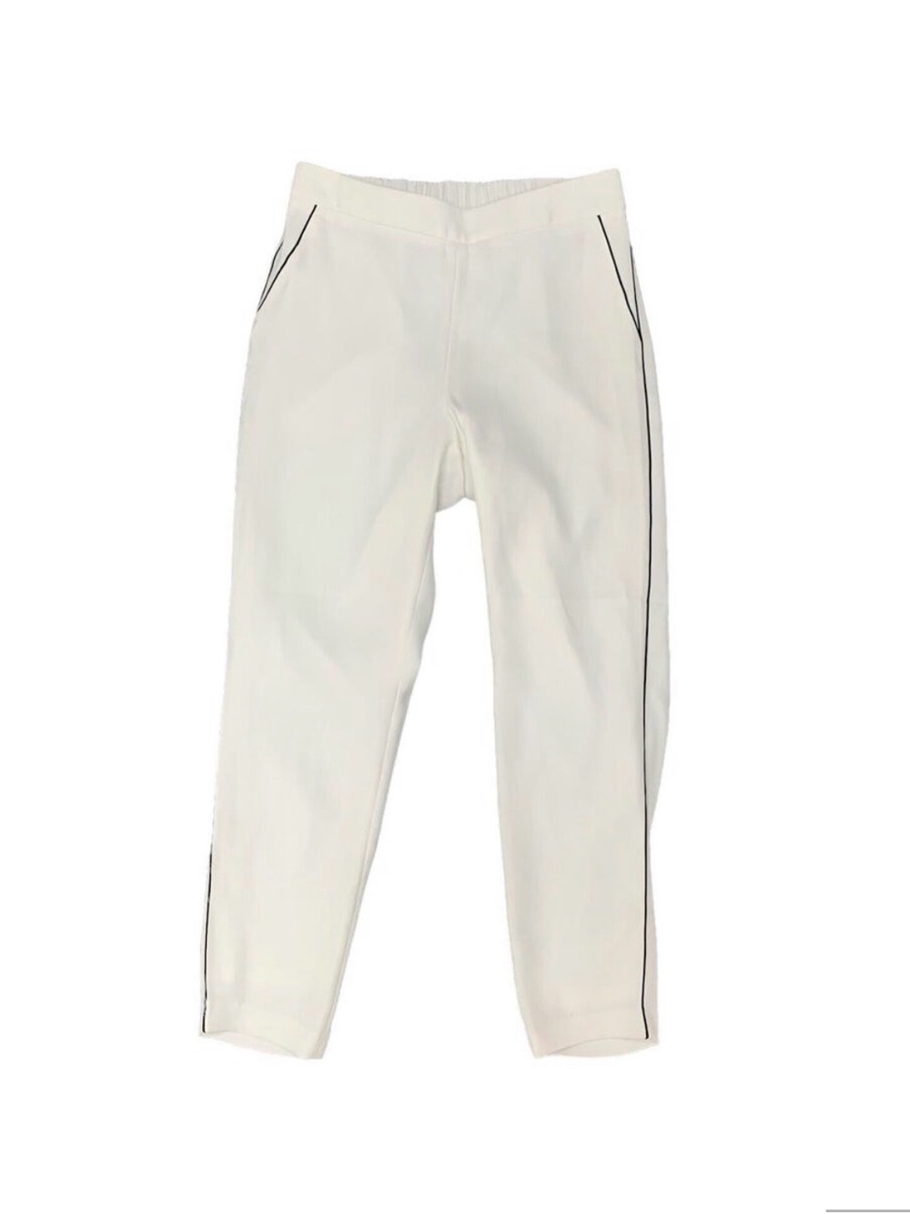 Banana Republic White Slim Hayden Pants with Black Side Stripe